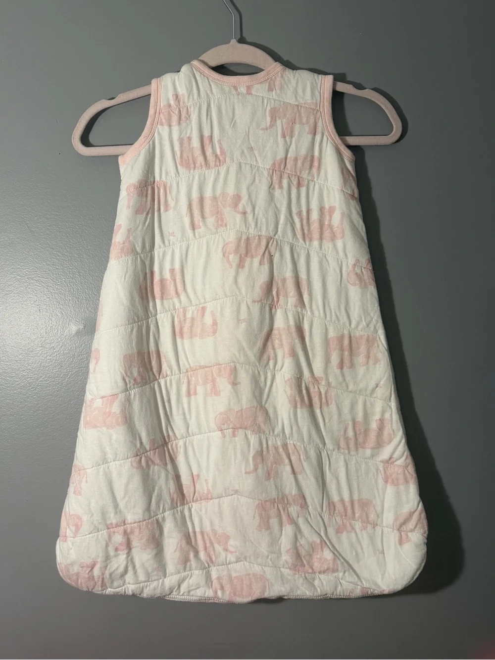 Burt's Bees Baby White Sleep Sack with Light Pink Elephant Print